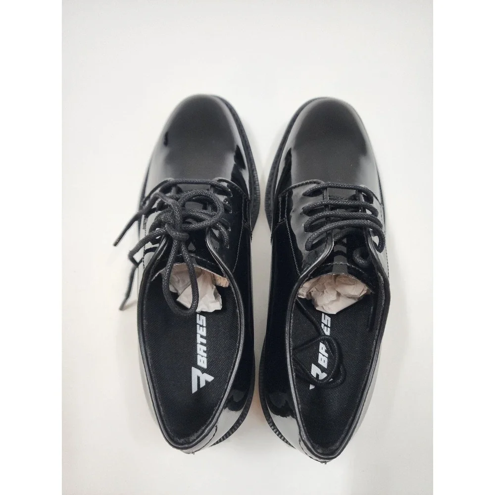 Bates High Gloss Oxford Mens 7.5 Black Uniform Dress Shoes E07842 Slip Resistant